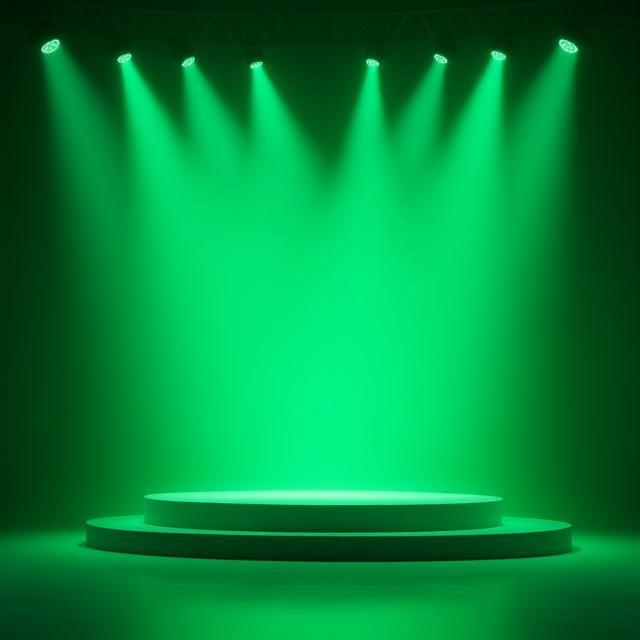 Groene LED-spots op podium